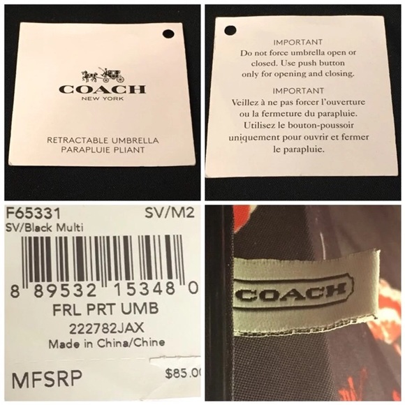 ᴄᴏᴀᴄʜ ʙʟᴀᴄᴋ ғʟᴏʀᴀʟ ʀᴇᴛʀᴀᴄᴛᴀʙʟᴇ ᴜᴍʙʀᴇʟʟᴀ - Picture 8 of 8